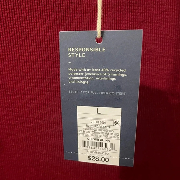 Universal Thread Off The Shoulder Ribbed Midi Bodycon‎ Dress Large Ruby Red NWT - Picture 6 of 10